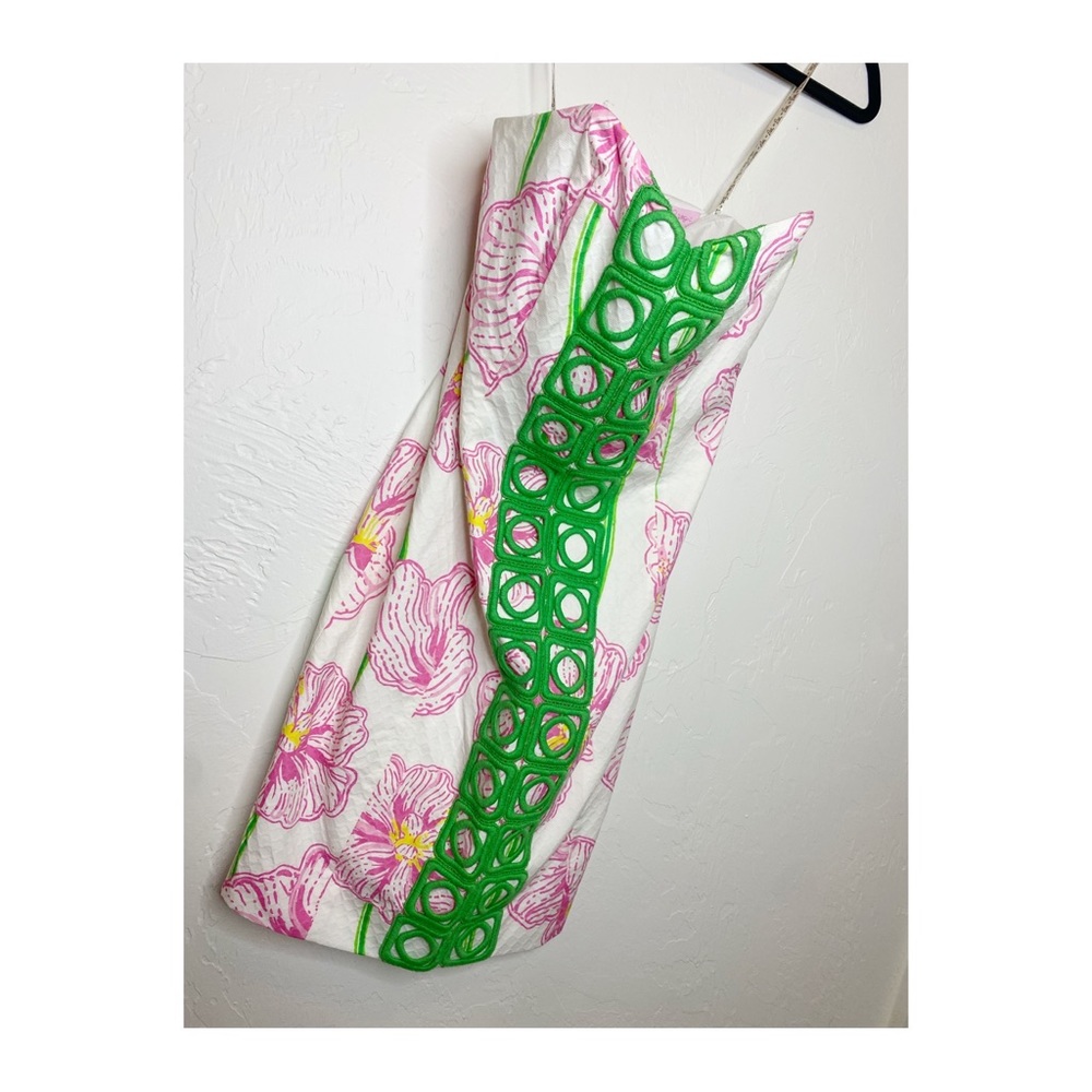 NWT Lilly Pulitzer Sz 0 Angela Strapless resort dress clover cup floral white